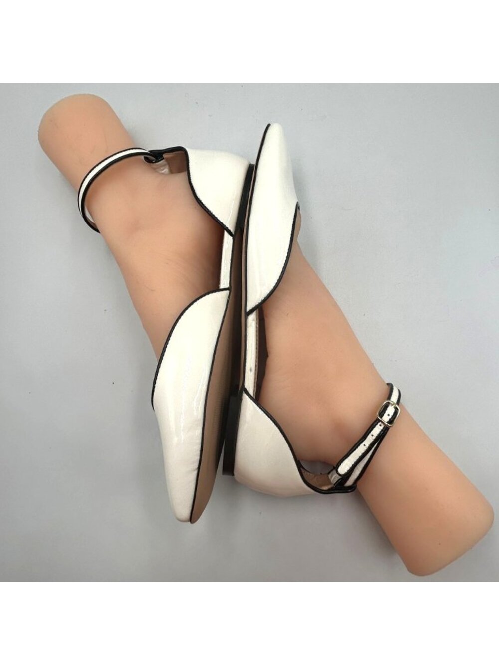 J.Crew Women's White Patent Leather Anya Ankle-Strap Flats Size 10 3603 - Picture 8 of 16